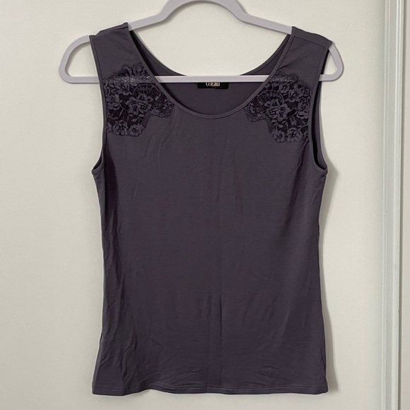 Coemi Dusty Gray Lace Tank Top - Picture 1 of 7